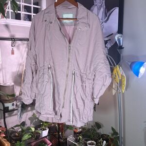 Anthropologie Lightweight Drawstring Waist Utility Jacket Lilac Purple Size L